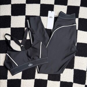 ALO Yoga Black Sports Bra with White Accents NOT FOR SALE